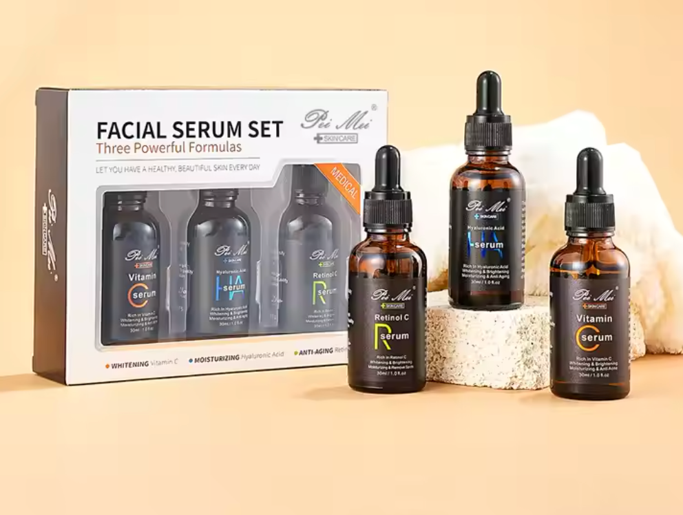 Beauté Éternelle : Le coffret de sérums pour le visage 3-en-1 ultime
